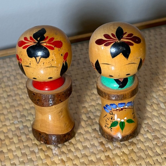 Vintage Japanese Kokeshi Nodder Dolls 3.5” tall made in Japan - Picture 1 of 9